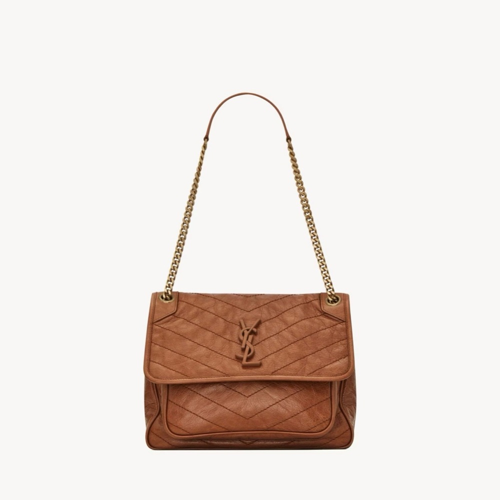 Saint Laurent Niki Medium in Vintage Leather, Light Caramel